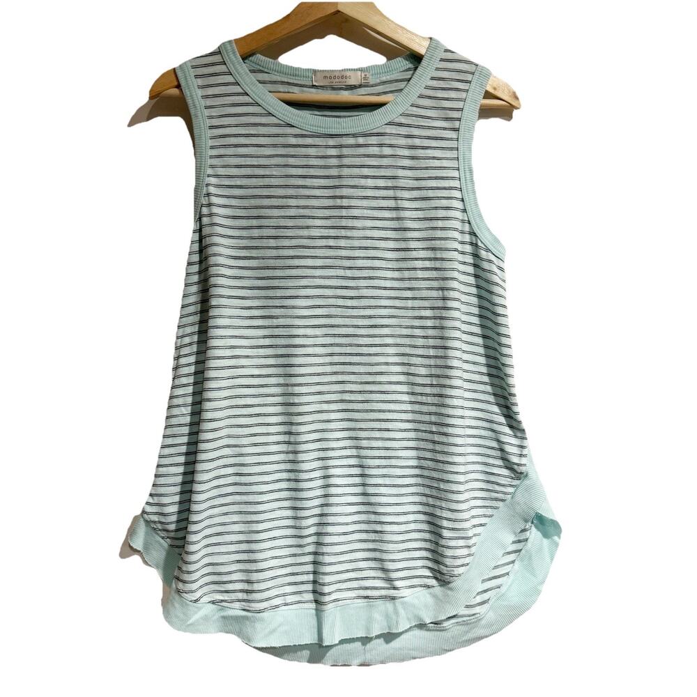 MODODOC Women Medium Blue Striped Oversized Flowy Tank Top